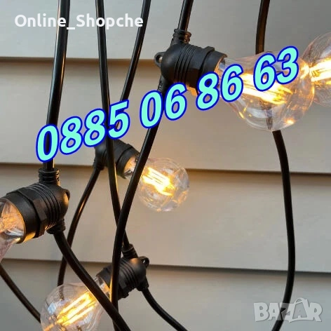 Градински гирлянд 20 бр. LED крушки, топла светлина 10 метра, снимка 3 - Декорация за дома - 52423831