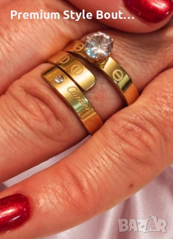 Дамски пръстен от медицинска стомана с камък и гравирани декорации Cartier