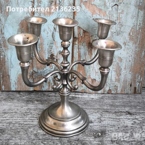 Свещник за пет свещи, снимка 3 - Антикварни и старинни предмети - 46441522