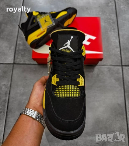 Air Jordan 4 Retro Black/Yellow мъжки маратонки 