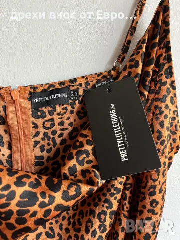 PrettyLittleThing елегантна сатенена леопардова рокля XL /EU 46, снимка 8 - Рокли - 33070228
