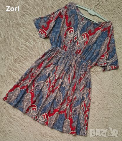 РАЗКОШНА рокля в пейсли принт - средна дължина , снимка 1 - Рокли - 46319401