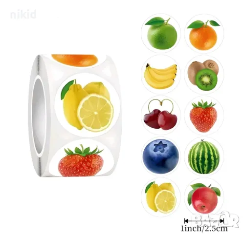 100 бр плод плодове лимон банан ябълка киви самозалепващи лепенки стикери ръчна изработка подарък, снимка 4 - Други - 49788555