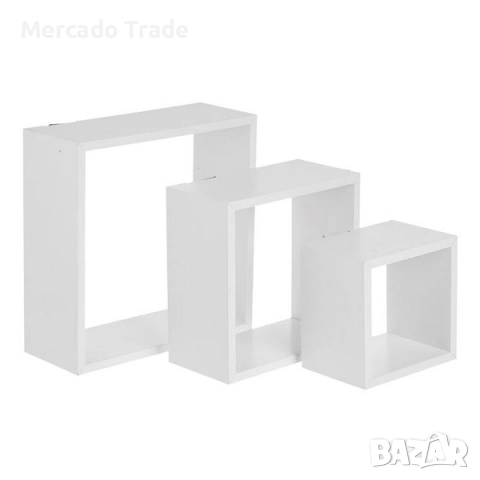 Комплект декоративни рафтове Mercado Trade, За стена, 3бр., Бял, снимка 2 - Етажерки - 52323539