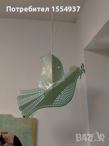 Лампа метална птиче синьо