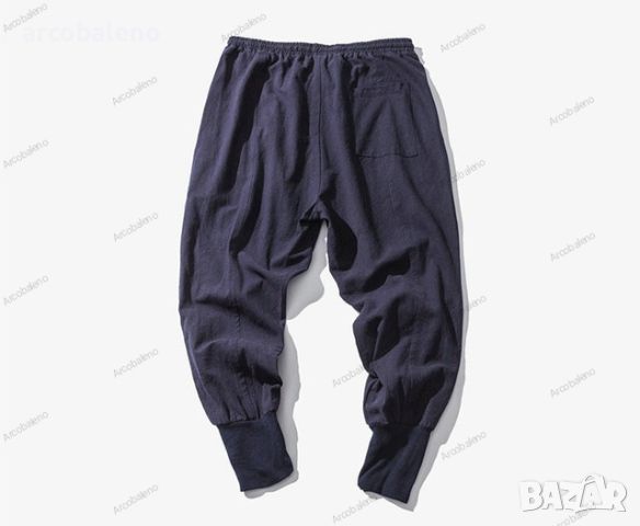 Мъжки хип-хоп дишащи памучни ленени панталони, 3цвята , снимка 6 - Панталони - 45714128