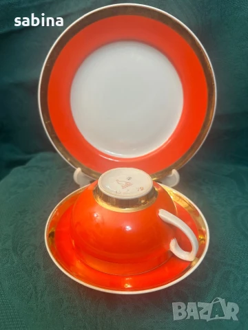 Руски порцелан Дулево/Дульово-чаши за чай/кафе с десертни чинии, снимка 6 - Сервизи - 50717252