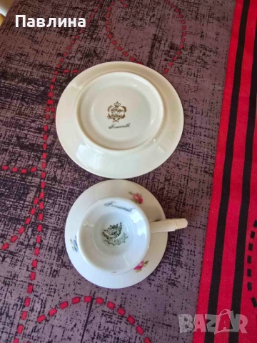 Малка порцеланова винтидж чаша и подложна чиния, снимка 2 - Чаши - 51772429