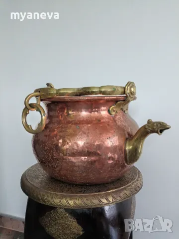 Vintage , медни казани с бронзови дръжки, дракони. , снимка 10 - Антикварни и старинни предмети - 50204317