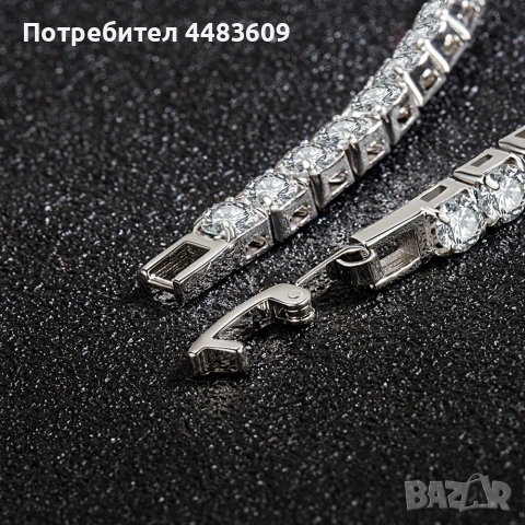 Сребърна гривна с цирконии , снимка 3 - Гривни - 54133956