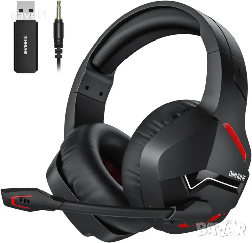 Безжични геймърски слушалки BINNUNE - 2.4GHz USB за PS5, PS4, PC, Mac | Bluetooth Gaming Headset - F, снимка 1 - Слушалки за компютър - 47514125