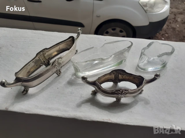 Две малки стари антикварни сребърни съдчета за хайвер, снимка 4 - Антикварни и старинни предмети - 50966231