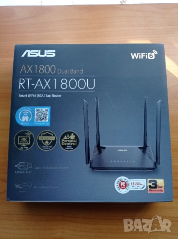 Безжичен рутер ASUS RT-AX1800U, снимка 2 - Рутери - 52050486