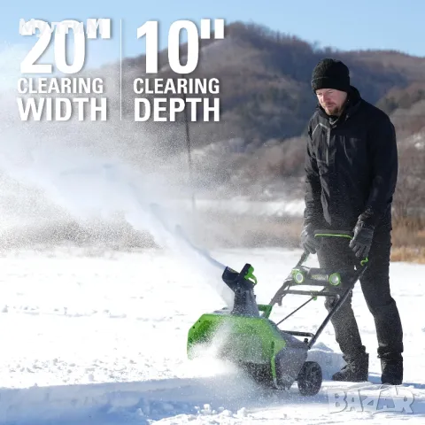 Снегорин на батерия Greenworks 20” 40V Brushless Cordless Snow Blower, снимка 1