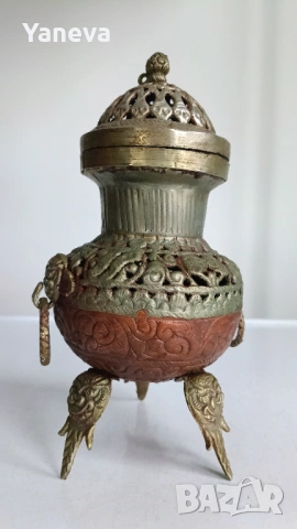 Тибетска, медна , старинна кадилница ,съд за прекадяване на тамян., снимка 9 - Декорация за дома - 53276414