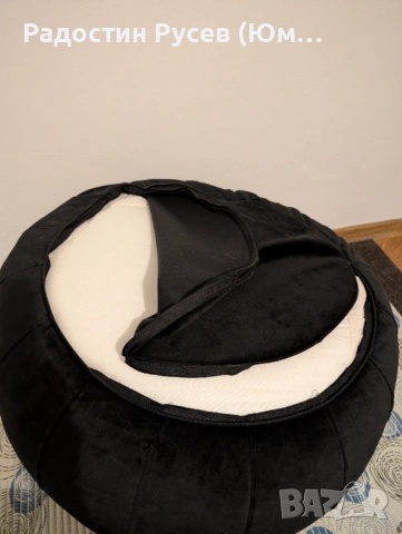 Черен Пуф, Барбарон - мека табуретка, Кресло без облегалка, снимка 3 - Дивани и мека мебел - 52256727