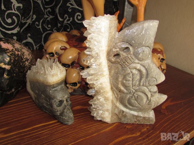 Творение на изкуството, издълбан камък с планински кристал. 14х9см. Подходящо за подарък, снимка 3 - Подаръци за мъже - 45892457