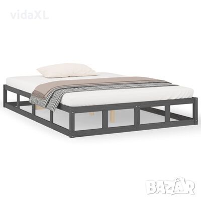 vidaXL Рамка за легло, сива, 120х200 см, масивно дърво(SKU:820793, снимка 1 - Спални и легла - 45715798