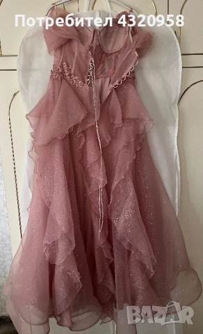 Елегантна розова рокля – като нова, носена само веднъж, снимка 3 - Рокли - 52097906