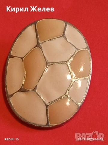 ОВАЛЕН МЕДАЛЬОН с МОЗАЕЧЕН ЕМАЙЛ в ПРАСКОВЕНИ и КРЕМАВИ ТОНОВЕ АРТ БИЖУ 26018, снимка 7 - Колиета, медальони, синджири - 52503334