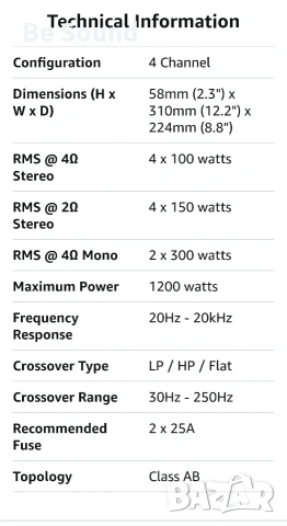 4 канален Усилвател EDGE EDA 4.150 клас АБ , снимка 12 - Ресийвъри, усилватели, смесителни пултове - 53688105