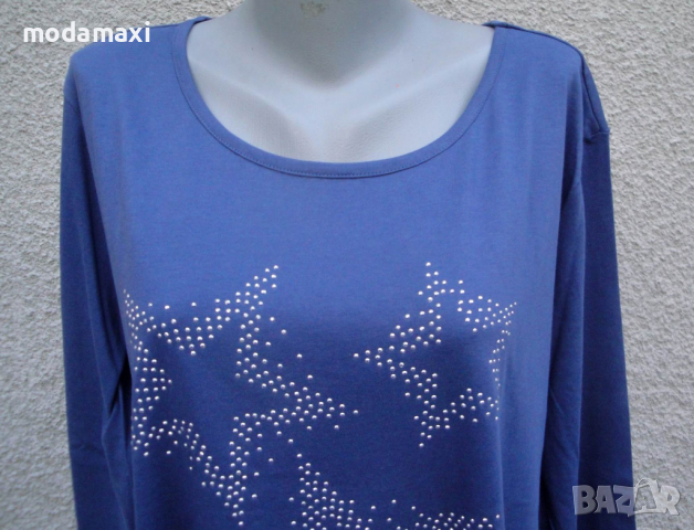 4XL Нова синя блуза със звезди от капси , снимка 2 - Блузи с дълъг ръкав и пуловери - 45027972