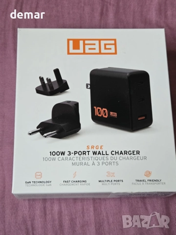 URBAN ARMOR GEAR UAG SRG 100W GaN 3-портово зарядно универсален щепсел, снимка 8 - Друга електроника - 52264228