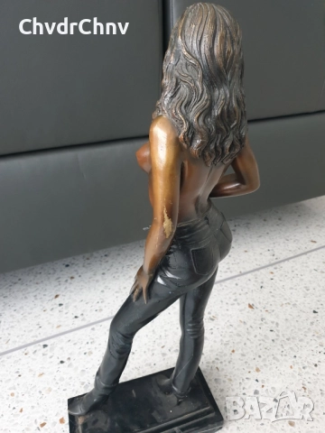 65см-7кг бронзова скулптура/еротика/фигура на полугола жена/голяма дизайнерска статуетка, снимка 5 - Антикварни и старинни предмети - 46516141