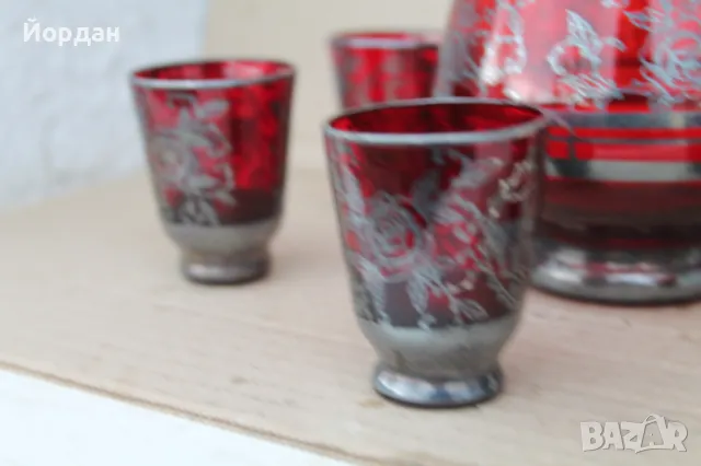 Старо шише за алкохол рисувано със сребро, снимка 6 - Антикварни и старинни предмети - 49713620