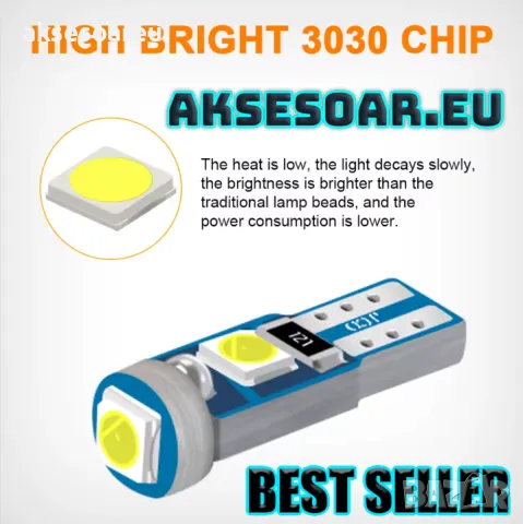 Супер ярка T5 Led крушка 3SMD 3030 светлина Лампа за арматурното табло на кола индикатор за табло, снимка 7 - Аксесоари и консумативи - 49881703
