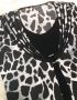 РАЗКОШНА блуза в черно-бял леопардов принт с катарама със сребристи камъчета , снимка 2