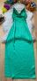 Зелена сатенена рокля с цепка, снимка 1