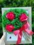 3 D букет в рамка със скандинавски мъх и сапунени рози , снимка 1 - Арт сувенири - 45199555