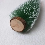 Миниатюрна декоративна изкуствена елха с поставка от дървено пънче, снимка 6