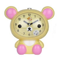 Детски настолен часовник със светлина и функция за будилник с батерии Мече, 15 х 16 см разл. цветове, снимка 2 - Детски - 44995285