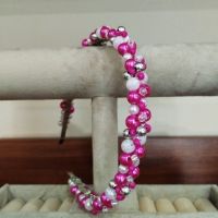 Ръчно изработена диадема от перли,мъниста,стъклени кристали в розовата гама, снимка 2 - Аксесоари за коса - 45209988