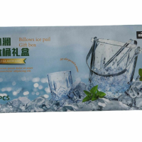 Комплект от деликатно стъкло,6 чаши и купа за лед с удобни щипки, снимка 2 - Чаши - 45034583