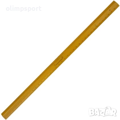 Дървена учителска линия с дължина 100 см и дръжка. 2 скали - в сантиметри и в инчове. , снимка 1