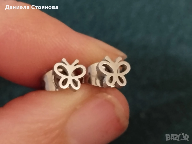 Малки обеци пеперуди от стомана , снимка 1
