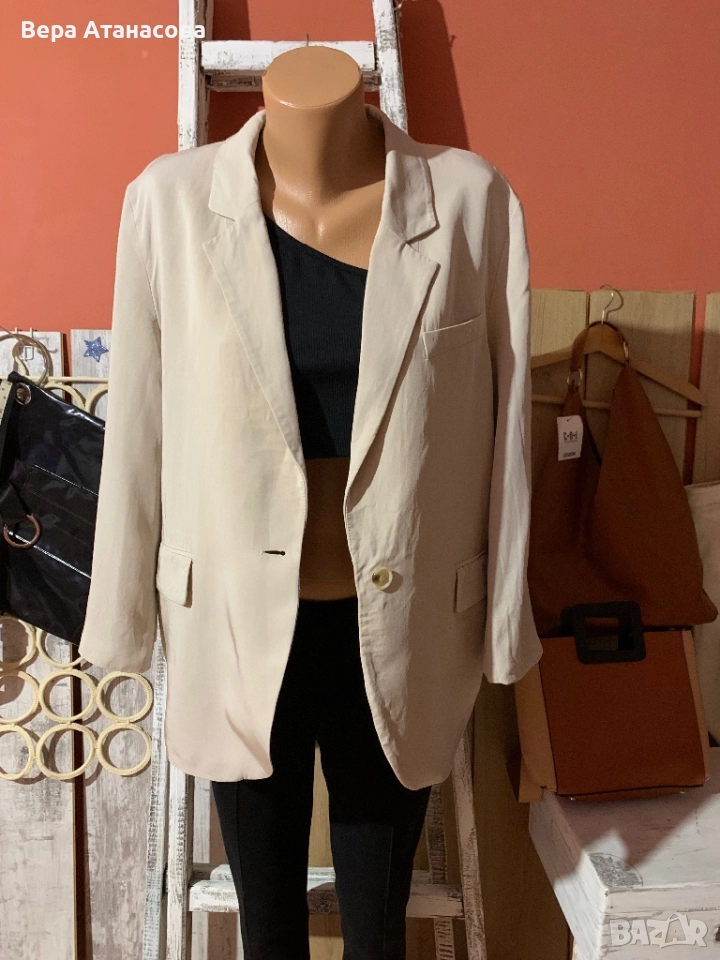 🧥 Oversized сако Zara в бежов цвят🤎 м размер👢, снимка 1