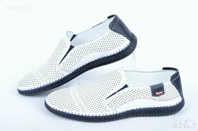 Летни мъжки обувки от естествена кожа без връзки, снимка 1