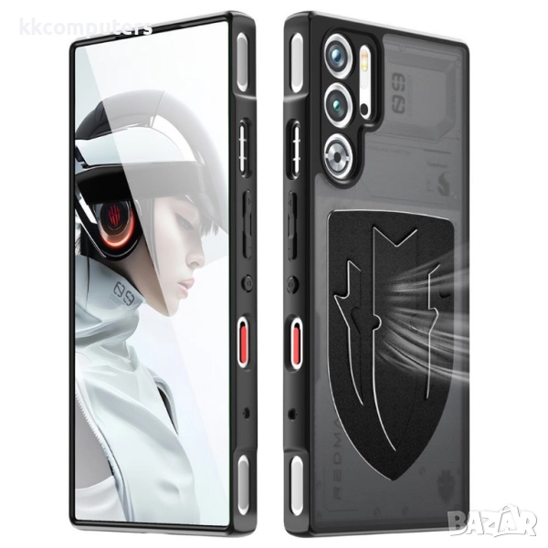 ZTE nubia Red Magic 9 Pro 5G Shield калъф с охлаждане – Liquid Silicone + PC, черен / сребрист, снимка 1
