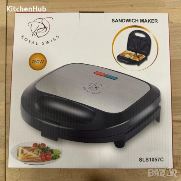 Уред за сандвичи Royal Swiss SLS1057C, 750W, незалепващи плочи, регулирем термостат, снимка 1
