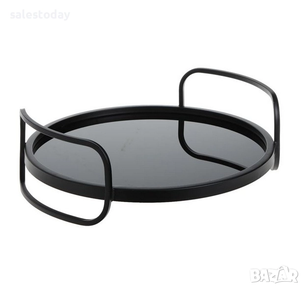 Стъклен поднос, черен, снимка 1