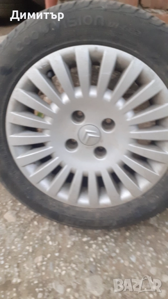 Продавам 4бр. Джанти с гуми в използваемо състояние.Комплекта е от ситроен C3 1.4 здрави ., снимка 1