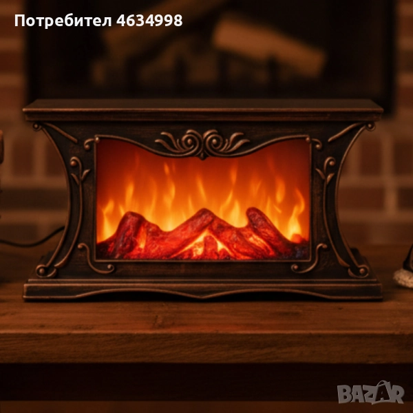 Декоративна LED камина с реалистичен ефект на пламък и жарава, снимка 1