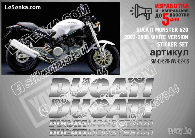 Ducati 620 2002-2006 WHITE VERSION SM-D-620-WV-02-06, снимка 1