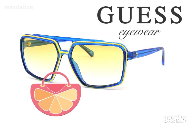 GUESS 🍊 Мъжки слънчеви очила "AVIATOR BLUE & YELLOW" нови с кутия, снимка 1