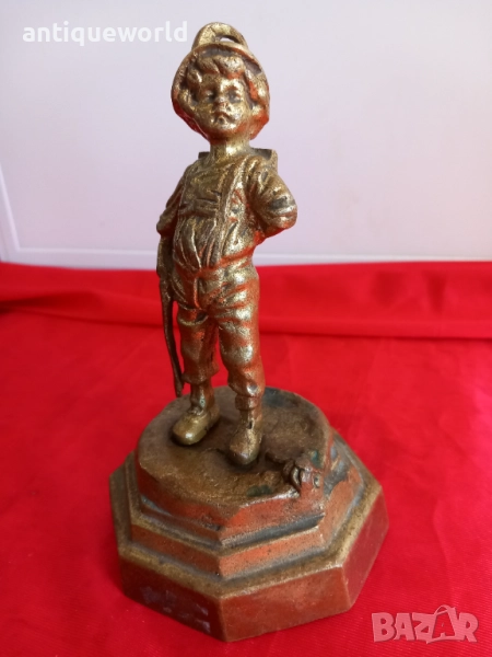 Стара Бронзова Статуетка , Фигура МОМЧЕ ,Позлата, снимка 1