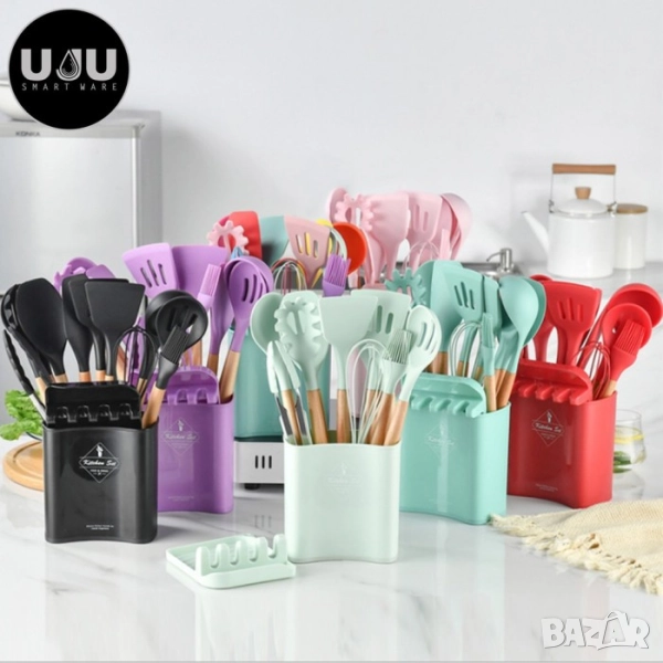 Комплект кухненски незалепващи силиконови прибори 13 части, снимка 1